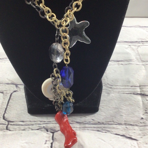 Women’s multi strain chain link sea shell,star fish crystal necklace - Picture 7 of 8